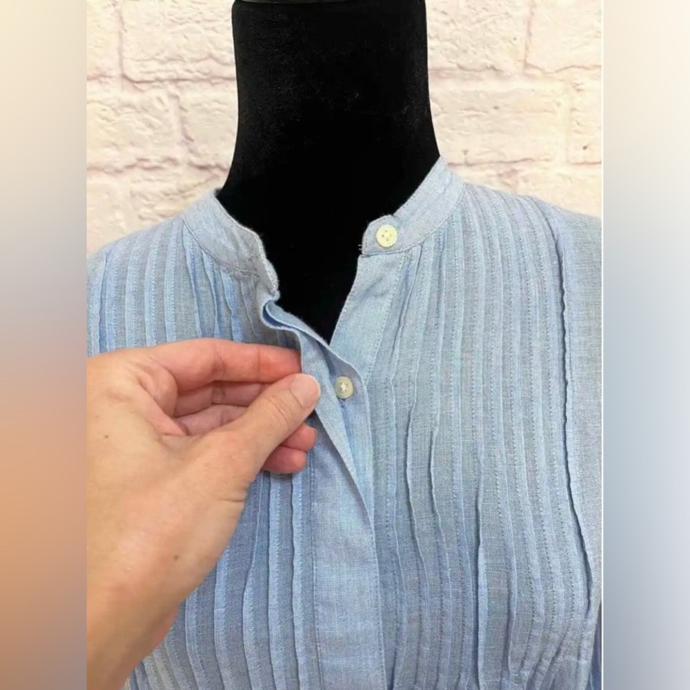 Gap Light Blue Chambray Pleated Pullover Blouse - image 2